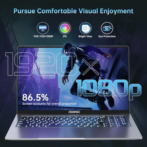 ACEMAGIC Laptop mit Metallgehäuse und Hintergrundbeleuchtetem Gaming-Laptop AMD Ryzen 7 5825U(8C/16T, bis zu 4,5 GHz) für Gamer-Notebook,16,1 Zoll FHD,16GB DDR4,512GB M.2 SSD,WiFi 6,BT5. 2,HDMI(Gray)