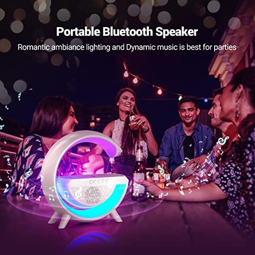 OTeedo LED Wireless Charging Atmosphere Lamp for Bedroom Bluetooth Speaker Night Light for Living Room G Type Ambient Lighting Bedside Table Lamps with 15W Wireless Charger Speaker Christmas Gift