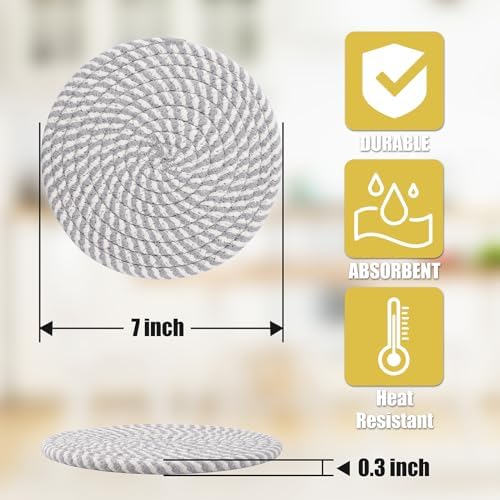 Trivets for Hot Dishes, Hot Pads for Kitchen, 7'' Trivets for Hot Pots and Pans, Pot Holders for Kitchen, Pot Holders Heat Resistant 4-Pcs, Trivets for Table, Kitchen Essentials for New Home - Görsel 4