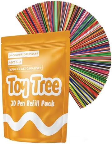 300 Piece 3D Pen Refill Pack | Compatible with The 3Doodler Start+ Only | 10 Vibrant Colors of Safe Low Temperature PCL Filament 2.5mm Thick | Not Compatible with Other 3D Pens