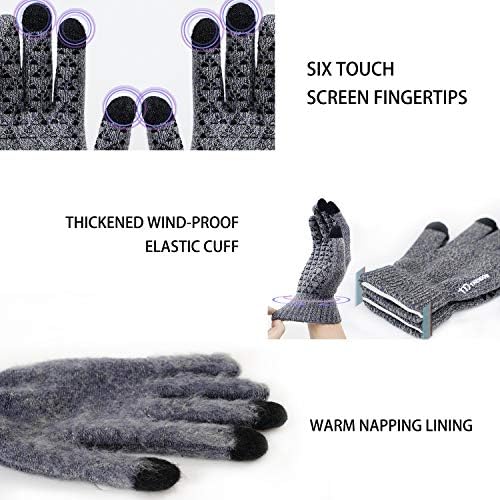TRENDOUX Winter Gloves for Men Women - Upgraded Touch Screen Cold Weather Thermal Warm Knit Glove for Running Driving Hiking - Görsel 3