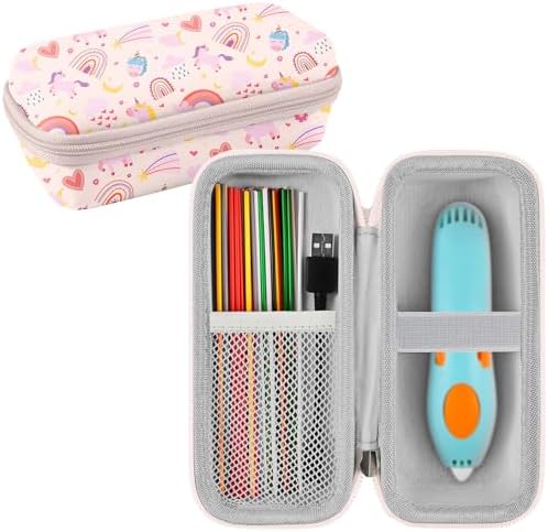 Leayjeen Storage Case Compatible with 3Doodler Start+ Essentialsfor 3D Pen Set for Kids, 3 d pens for kids ages 8-12,Fit for 3D Printing Pen Carrying case(Case Only)-Pink Unicorn