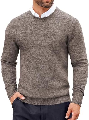COOFANDY Men's Dress Crew Neck Sweater Slim Fit Lightweight Sweatshirts Knitted Pullover Casual Fashion Long Sleeve Sweater