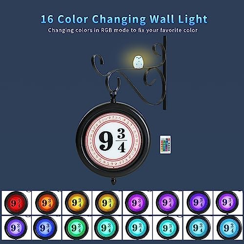 iProda Platform 9 3/4 Sign Lights Rechargeable Lamp Wall Light for Bedroom Kids Room Nursery Hallway Decor Battery Powered Night Light with Remote, Halloween Christmas Decorations