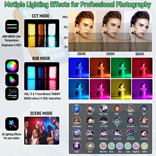 Weeylite LED On Camera Video Light, 360° Full Color RGB LED Camera Light with App Control, Pocket Photo Light 2800-6800K Portable Panel Lights Photography Lighting for Photoshoot Zoom Lighting - Görsel 3
