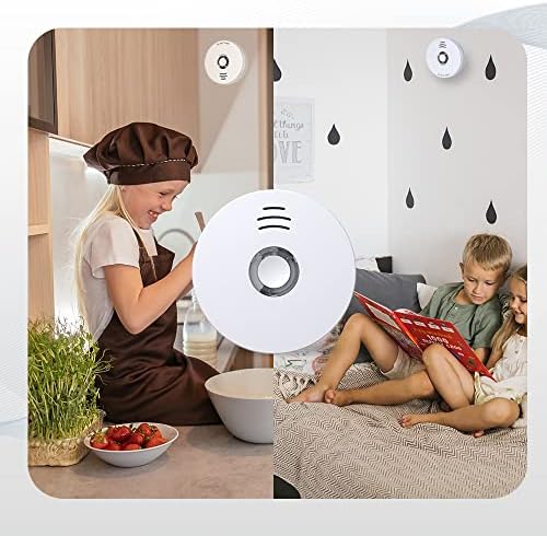 Andyssey Smoke Detector, 10 Year Battery Operated Smoke Alarm with LED Indicator, Photoelectric Fire Alarm Smoke Detector with Test & Silence Button for Home, 2 Packs - Görsel 5