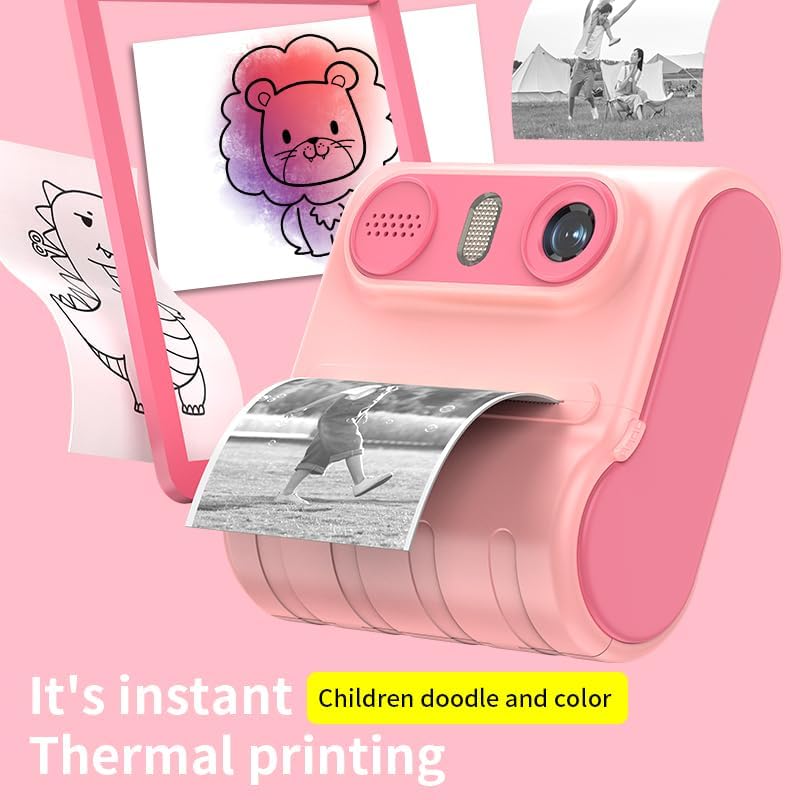 Instant Print Camera for Kids, 1080P HD Instant Print Photo, Christmas Birthday Gifts Girls Boys Age 3-12, Portable Toy 3 4 5 6 7 8 9 10 Year Old Girl with 3 Rolls Photo Paper (Blue)
