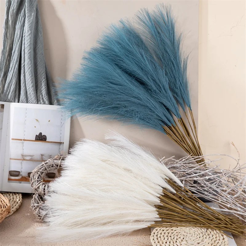55CM 5/10/20 adet kabarık Pampas çim Boho dekor çiçek sahte bitki kamış simüle düğün ev dekorasyon yapay çiçekler - Görsel 5