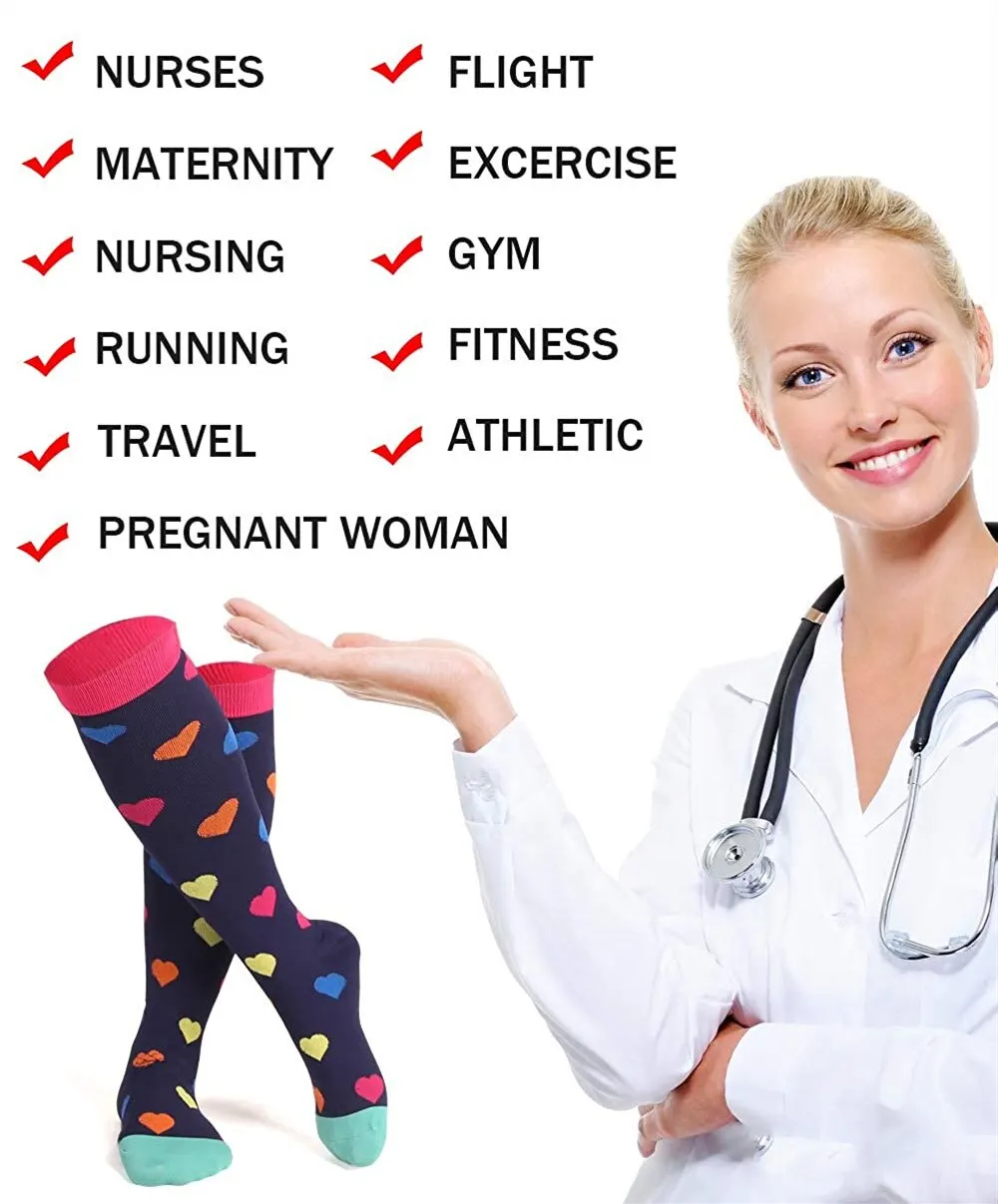 6 Pairs varis çorabı erkekler kadınlar koşu spor varisli ven ödem diz yüksek 30 MmHg bacak desteği streç çorap - Görsel 4
