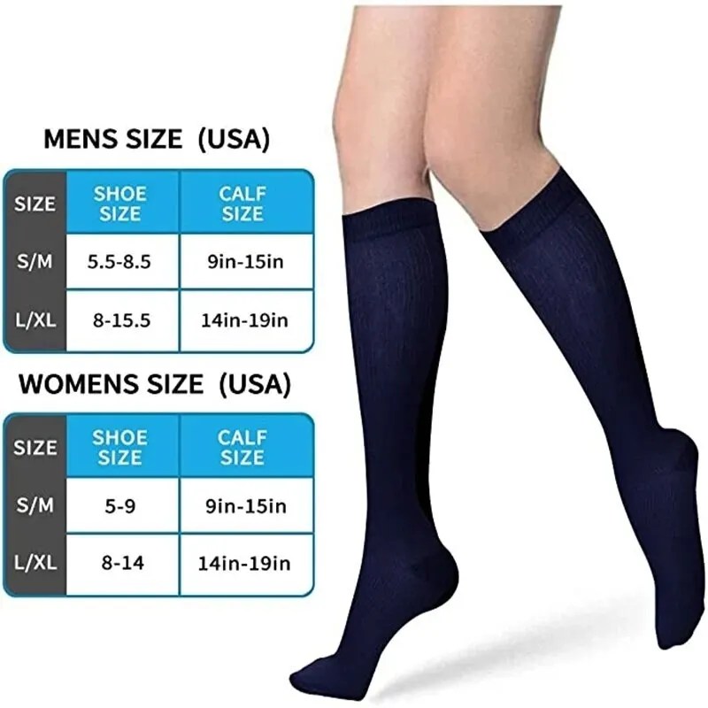 6 Pairs varis çorabı erkekler kadınlar koşu spor varisli ven ödem diz yüksek 30 MmHg bacak desteği streç çorap - Görsel 6