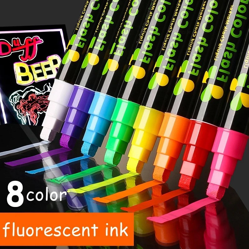 6 mm sıvı tebeşir silinebilir LED fosforlu floresan işaretleyici Blackboard cam pencere boyama reklam tebeşir için Suit