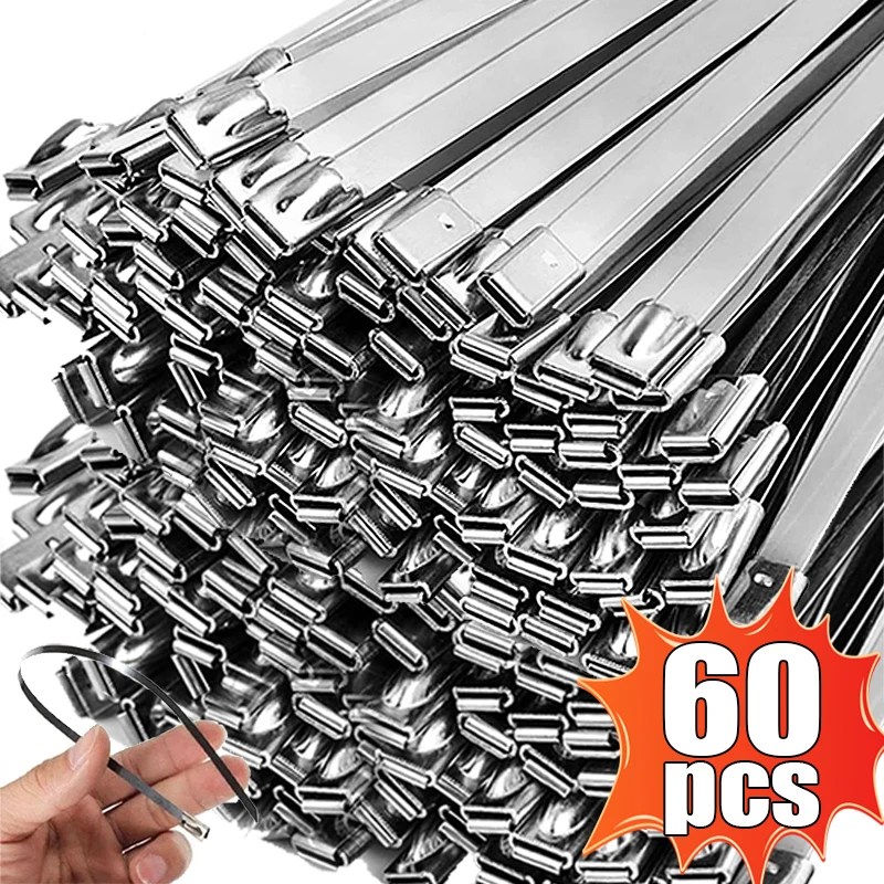 60/20 adet paslanmaz çelik kablo bağları yeniden kendinden sızdırmazlık sabitleme halkaları Metal Zip kabloları kravat organizatör donanım aksesuarları