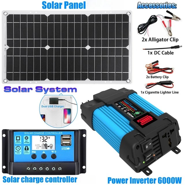 600W GÜNEŞ PANELI 6000W invertör 12V için 110V/220V güneş enerjisi jeneratör sistemi ev açık araba cep telefonu güneş şarj - Görsel 8