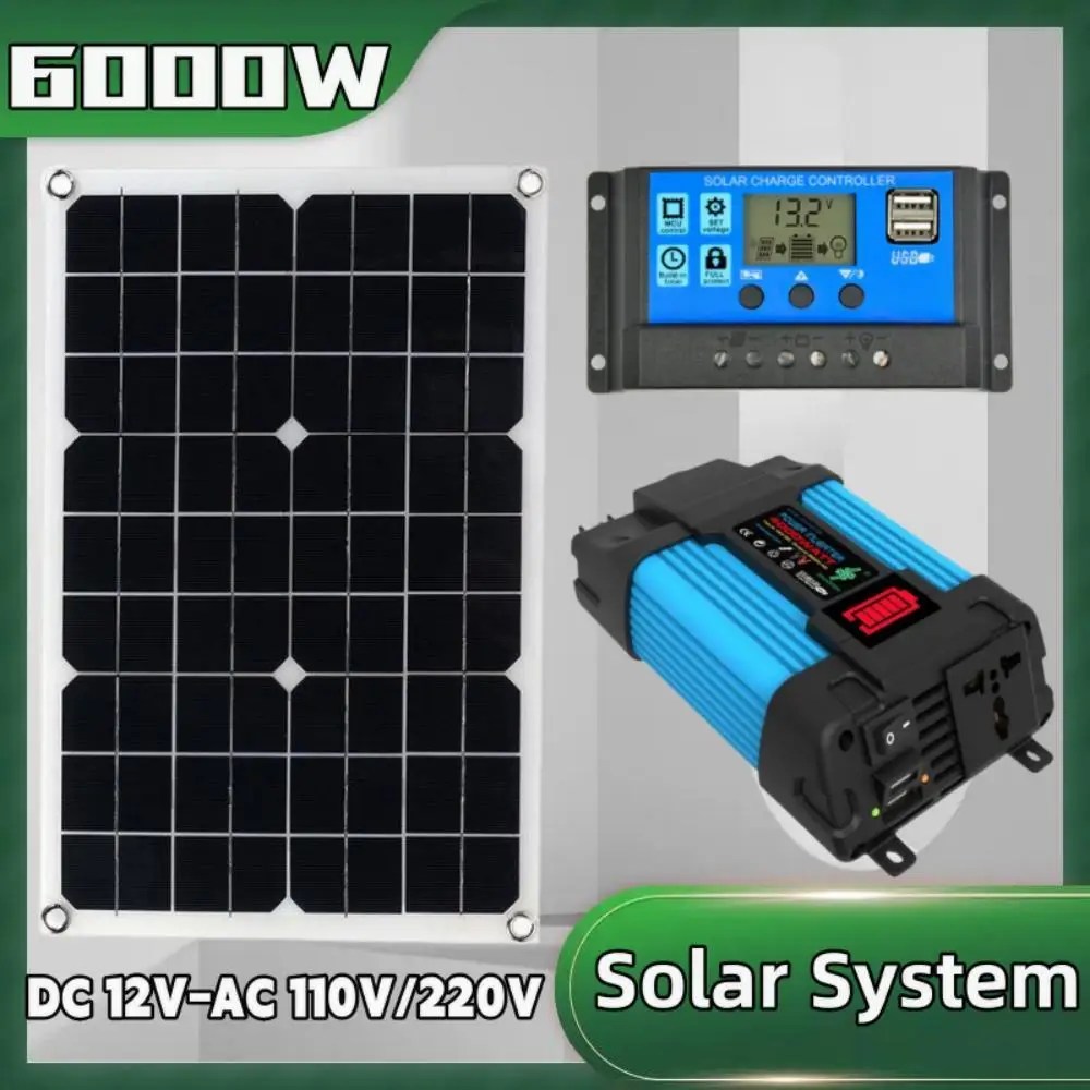 600W GÜNEŞ PANELI 6000W invertör 12V için 110V/220V güneş enerjisi jeneratör sistemi ev açık araba cep telefonu güneş şarj