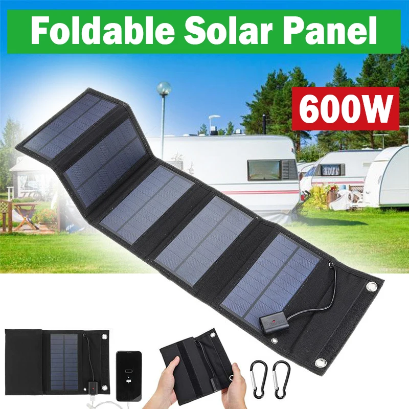 600W katlanabilir GÜNEŞ PANELI telefon şarj 5V güneş panelleri plaka USB güneş panelleri güç banka için cep telefonu kamp acil