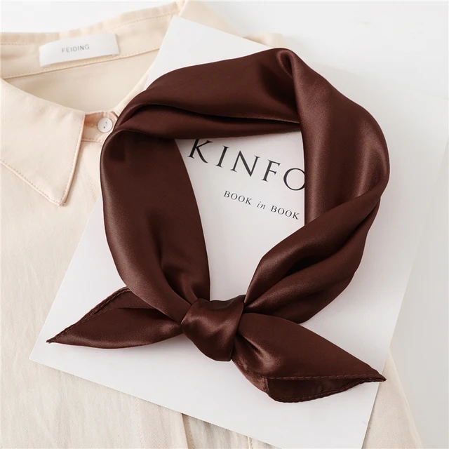 60cm ipek saten kare eşarp kadınlar katı Neckercheif şal başörtüsü kadın saç el bilek fular Bandana kafa kravat Echarpe yeni