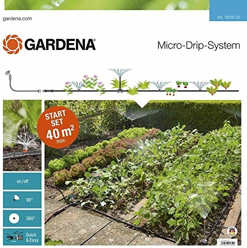 Gardena 13015-20 Micro-Drip başlangıç seti, bitki sulama sistemleri, 40 m²’lik çiçek tarhlarını sulamak için ideal, çok sayıda sistem parçası içerir.