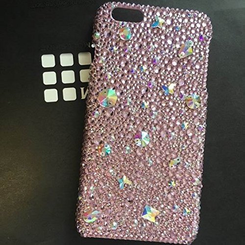 Luxury Phone Cases Sparkly Purple/Pink Swarovski Stones Rhinestone Crystal Diamonds Back Phone Skins for iPhone 13pro, iPhone 13 Pro Max iPhone 12 Pro Max Customize Cell Phone Cases Full Sides Protect