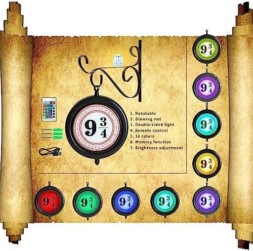 iProda Platform 9 3/4 Sign Lights Rechargeable Lamp Wall Light for Bedroom Kids Room Nursery Hallway Decor Battery Powered Night Light with Remote, Halloween Christmas Decorations