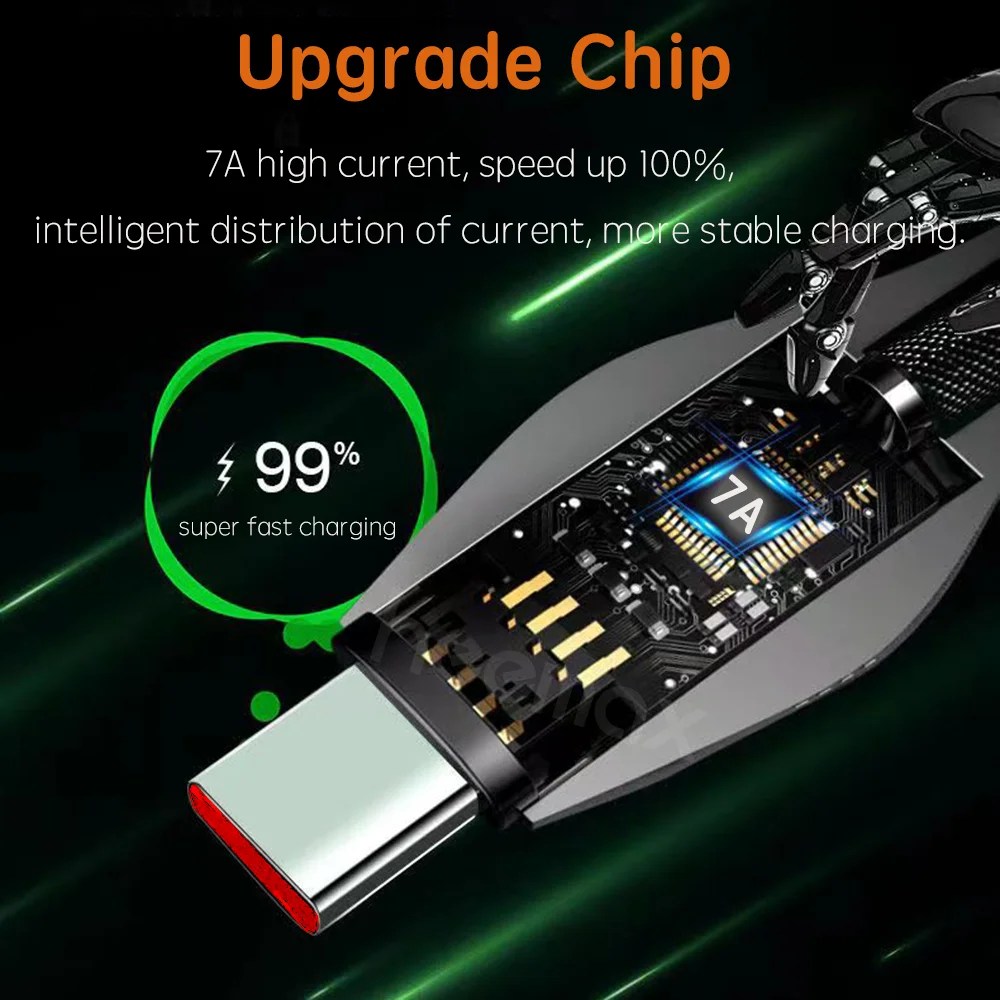 7A USB tipi C kablo 66W Huawei P40 Pro100W için onur 50Pro hızlı şarj kablosu USB-C şarj kablosu Samsung S22 Xiaomi OPPO - Görsel 3