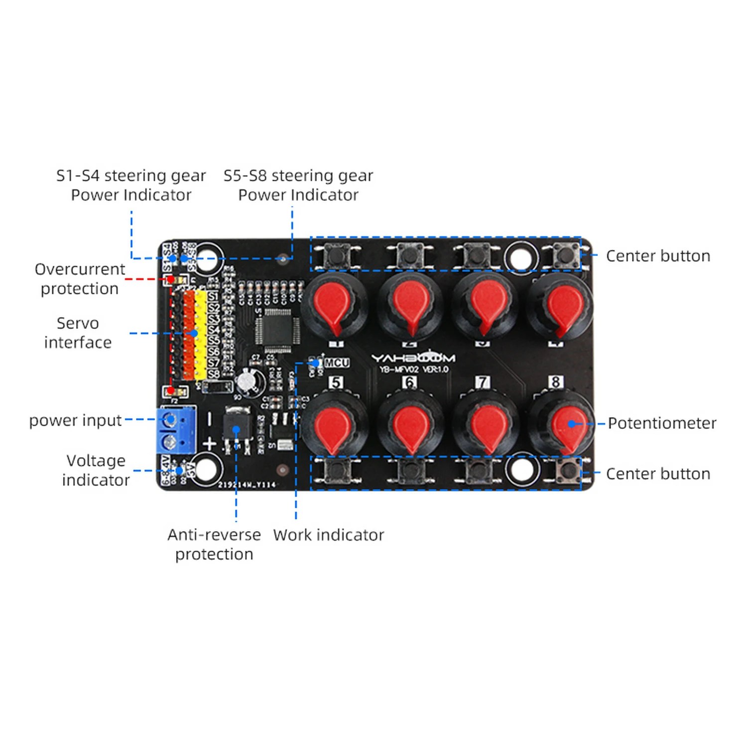 8-Channel PWM Servo kontrol hata ayıklama kurulu akıllı robotik kol DIY elektronik kiti için yüksek hassasiyetli potansiyometre ile donatılmış - Görsel 5