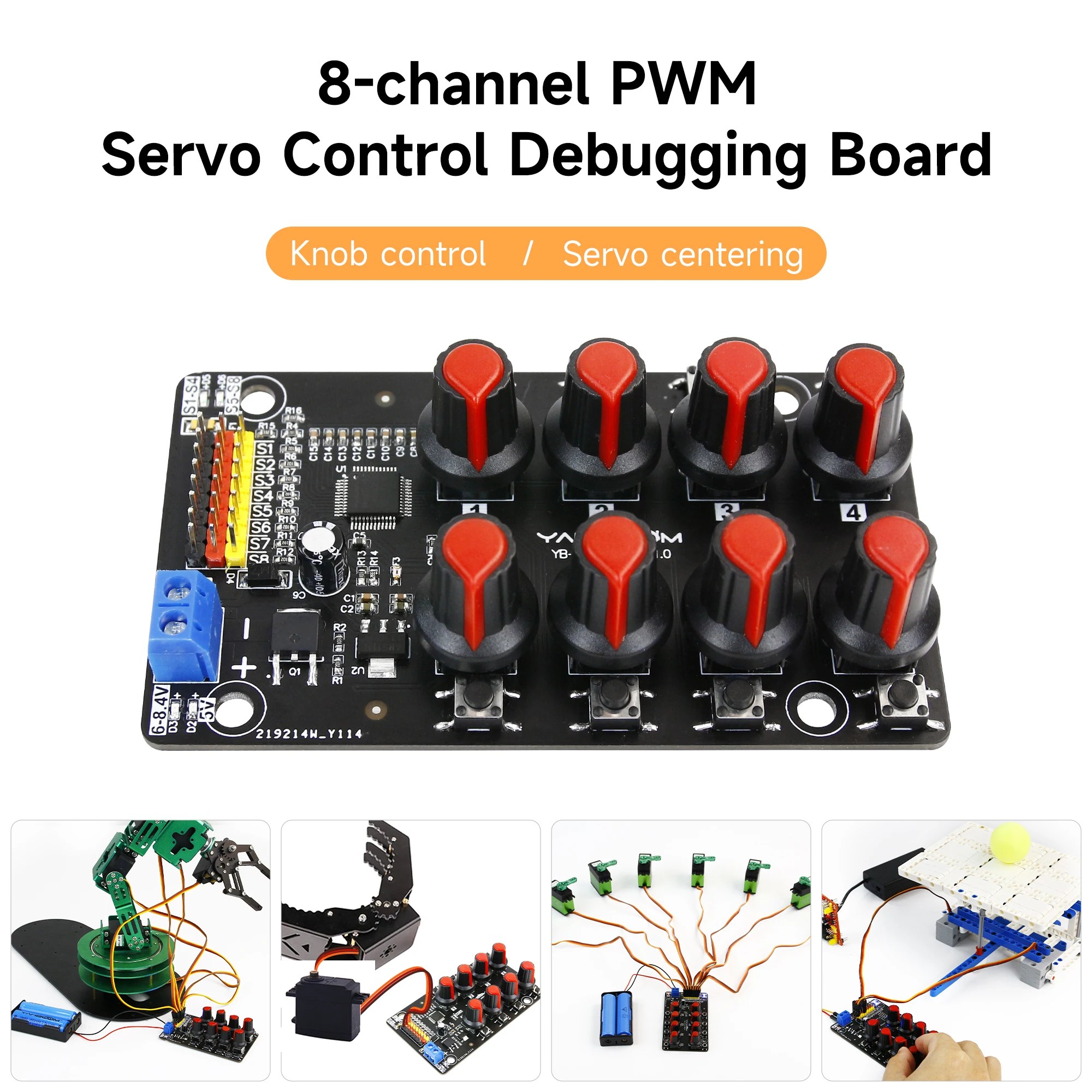8-Channel PWM Servo kontrol hata ayıklama kurulu akıllı robotik kol DIY elektronik kiti için yüksek hassasiyetli potansiyometre ile donatılmış - Görsel 1