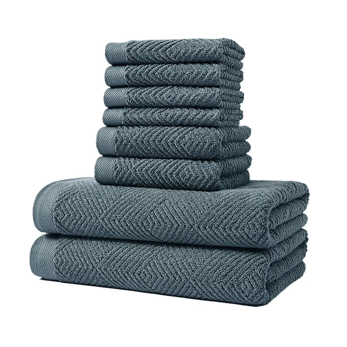8 adet yumuşak pamuk z-desen havlu seti, yumuşak kabarık banyo havlusu-2 27 "X 55" banyo havluları, 2 14 "X 29" el havluları ve 4 14 "X