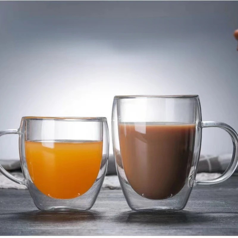 80/150/250/350ML çift katmanlı kahve bardağı şeffaf kahve süt su kupası kolu fincan ısıya dayanıklı çiçek çayı fincan Drinkware - Görsel 3