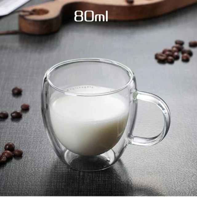 80/150/250/350ML çift katmanlı kahve bardağı şeffaf kahve süt su kupası kolu fincan ısıya dayanıklı çiçek çayı fincan Drinkware - Görsel 10