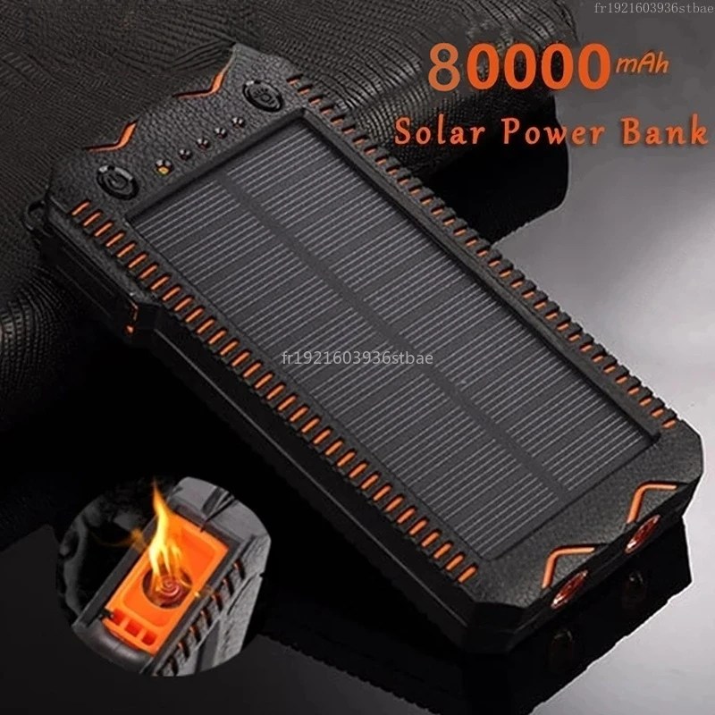 80000mAh QI güneş kablosuz hızlı şarj güç banka açık taşınabilir güç banka harici pil için Xiaomi Mi Samsung IPhone