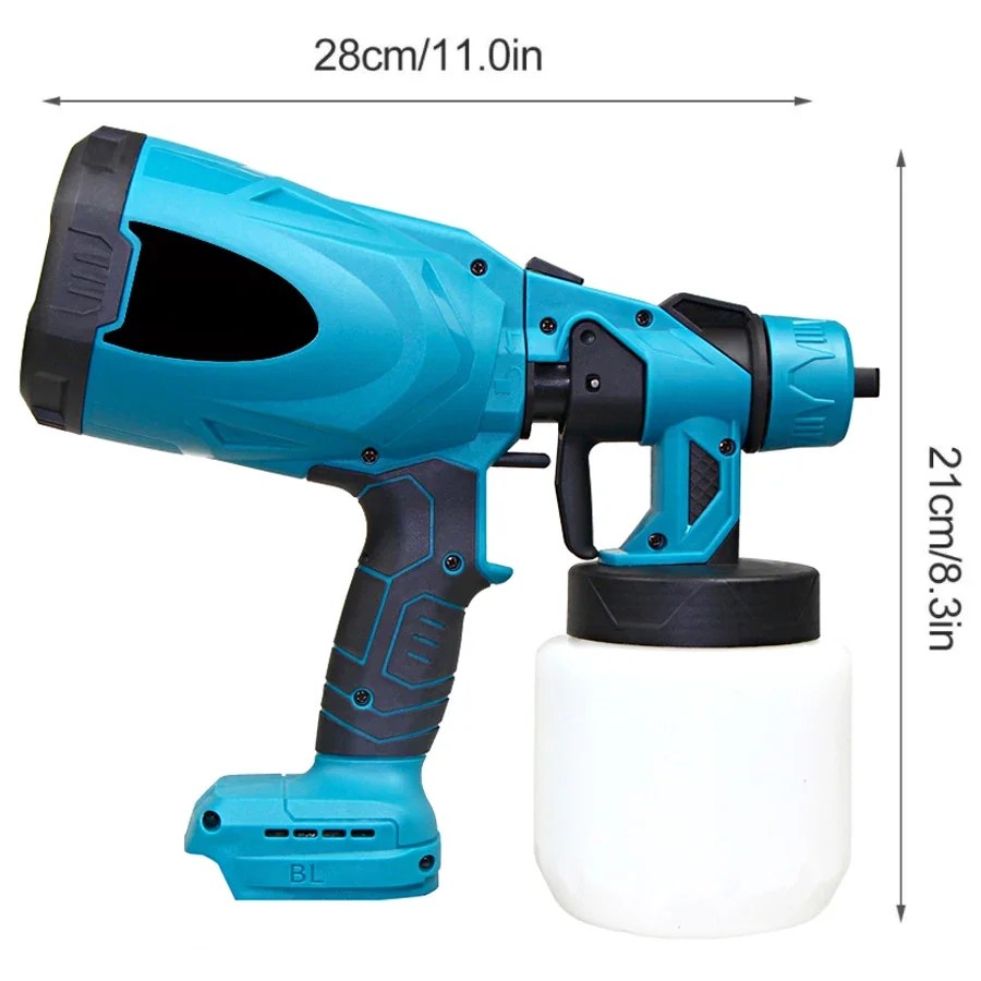 800ML elektrikli püskürtme tabancası akülü boya püskürtücü oto mobilya çelik kaplama Airbrush Makita 18V pil için kolay boya püskürtücü - Görsel 6