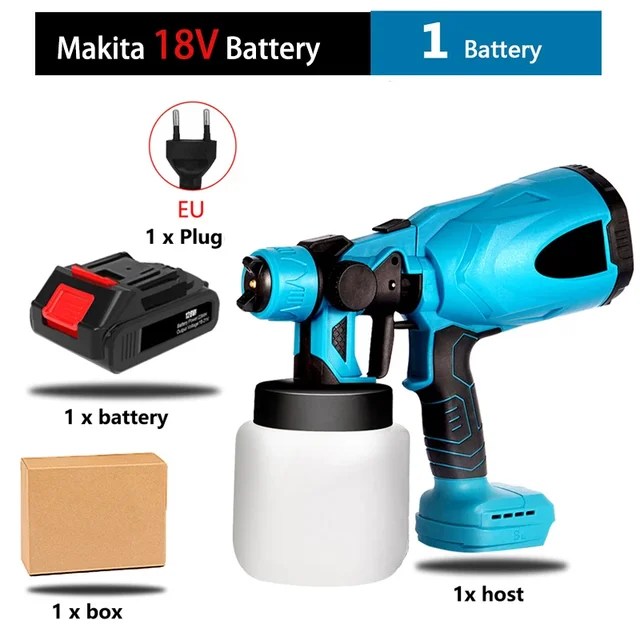 800ML elektrikli püskürtme tabancası akülü boya püskürtücü oto mobilya çelik kaplama Airbrush Makita 18V pil için kolay boya püskürtücü - Görsel 8