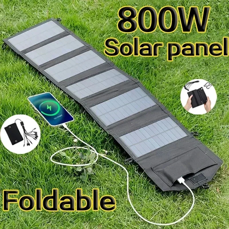 800W 6-Fold katlanabilir GÜNEŞ PANELI taşınabilir güneş panelleri şarj USB 5V DC tam zamanlı güç GÜNEŞ PANELI mobil güç kaynağı