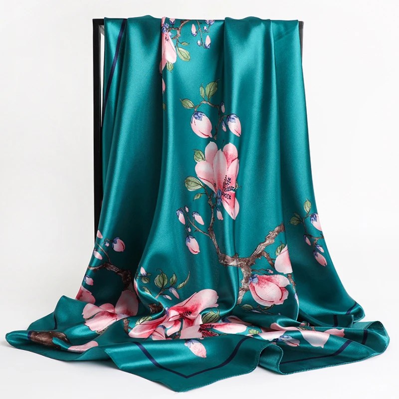 90*90cm lüks marka dimi ipek büyük eşarp kadın moda kemer desen saten kare bayan tasarım mendil Bandanna fular