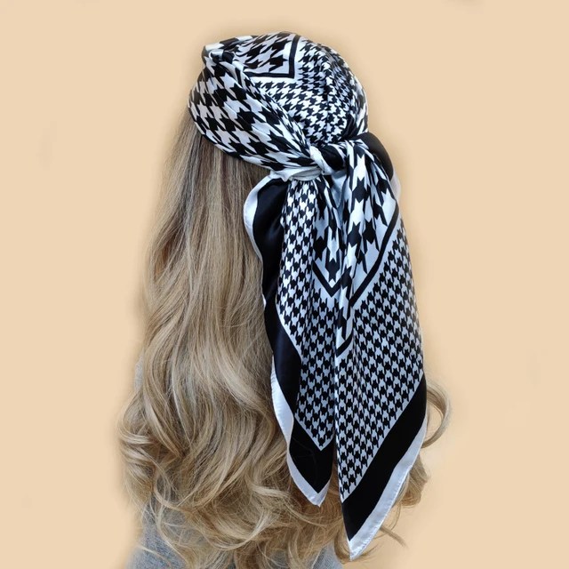 90*90cm lüks marka kare eşarp moda plaj kadın baş ipek şal bahar yaz şal bayanlar Foulard bandana susturucu başörtüsü - Görsel 17