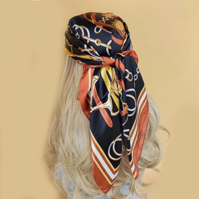 90*90cm lüks marka kare eşarp moda plaj kadın baş ipek şal bahar yaz şal bayanlar Foulard bandana susturucu başörtüsü - Görsel 19