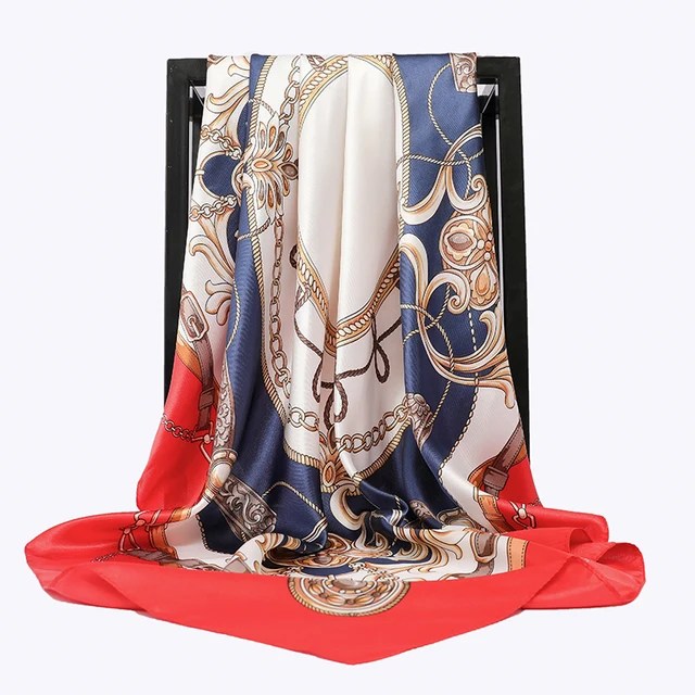 90*90cm lüks marka kare eşarp moda plaj kadın baş ipek şal bahar yaz şal bayanlar Foulard bandana susturucu başörtüsü - Görsel 20