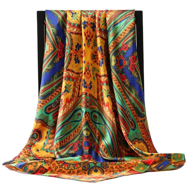 90*90cm lüks marka kare eşarp moda plaj kadın baş ipek şal bahar yaz şal bayanlar Foulard bandana susturucu başörtüsü - Görsel 25