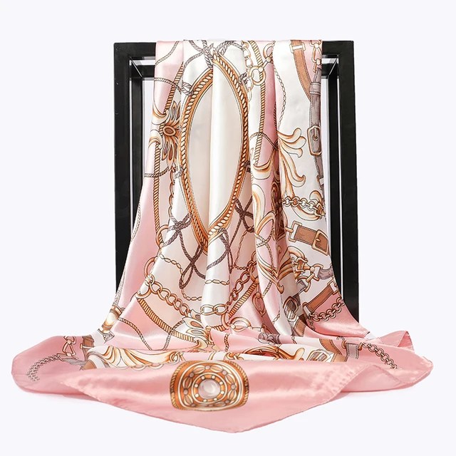 90*90cm lüks marka kare eşarp moda plaj kadın baş ipek şal bahar yaz şal bayanlar Foulard bandana susturucu başörtüsü - Görsel 15