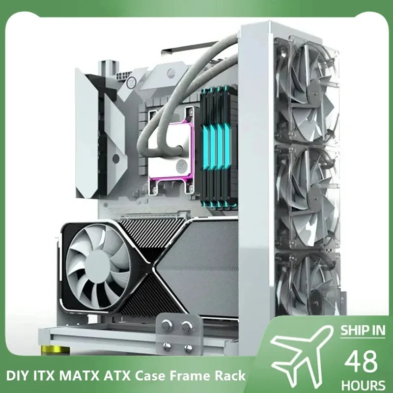 Açık PC oyun dolapları, DIY ITX MATX ATX kasa çerçeve raf, su soğutma bilgisayar Gabinete oyun şasi dikey kişilik