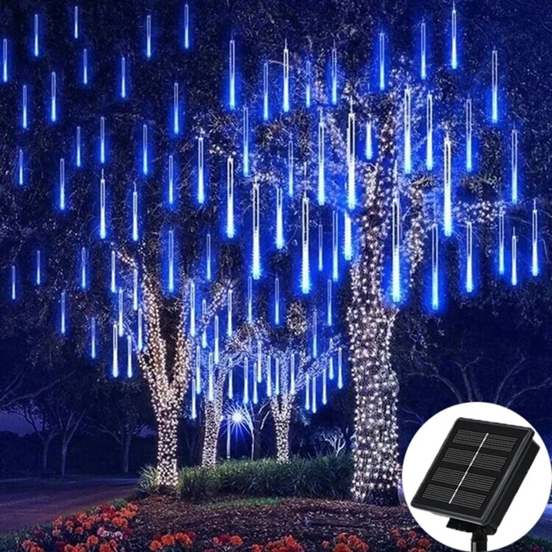 Açık güneş Meteor duş noel işıkları 10 tüpler 192 Led asılı dize işıklar bahçe ağacı tatil parti Decoation için lamba