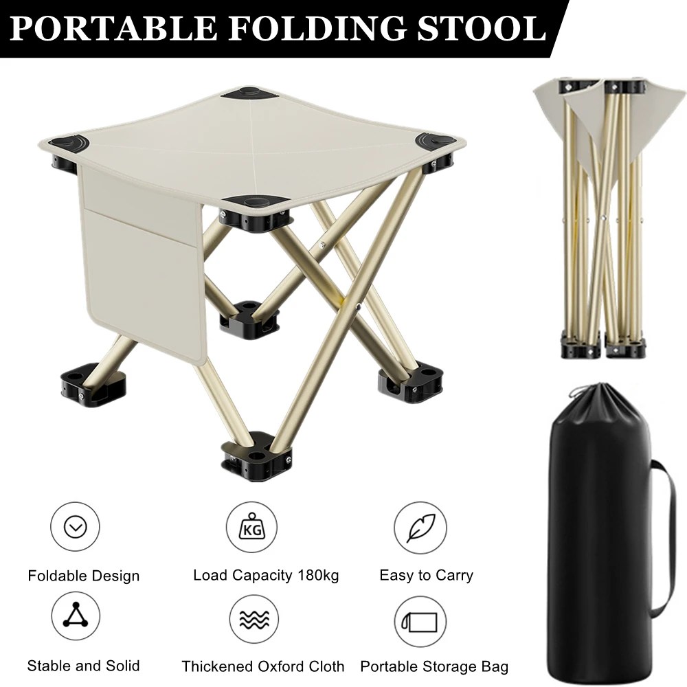 Açık katlama kamp taburesi, taşınabilir katlanır balıkçı sandalyesi, yürüyüş seyahat plaj balıkçılık için Ultralight katlanabilir kamp sandalyesi
