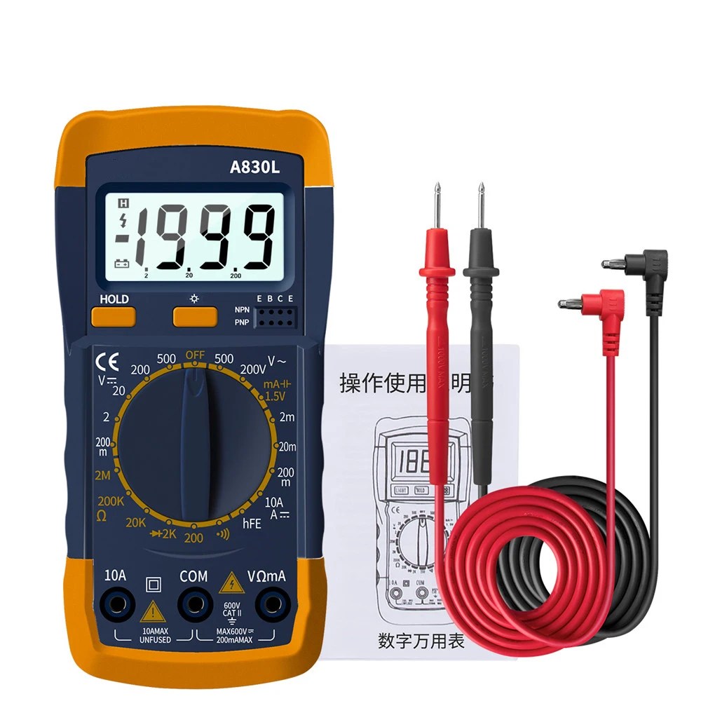 A830L LCD dijital multimetre AC DC gerilim diyodu Freguency multimetre akım test cihazı ışık ekran Buzzer fonksiyonu