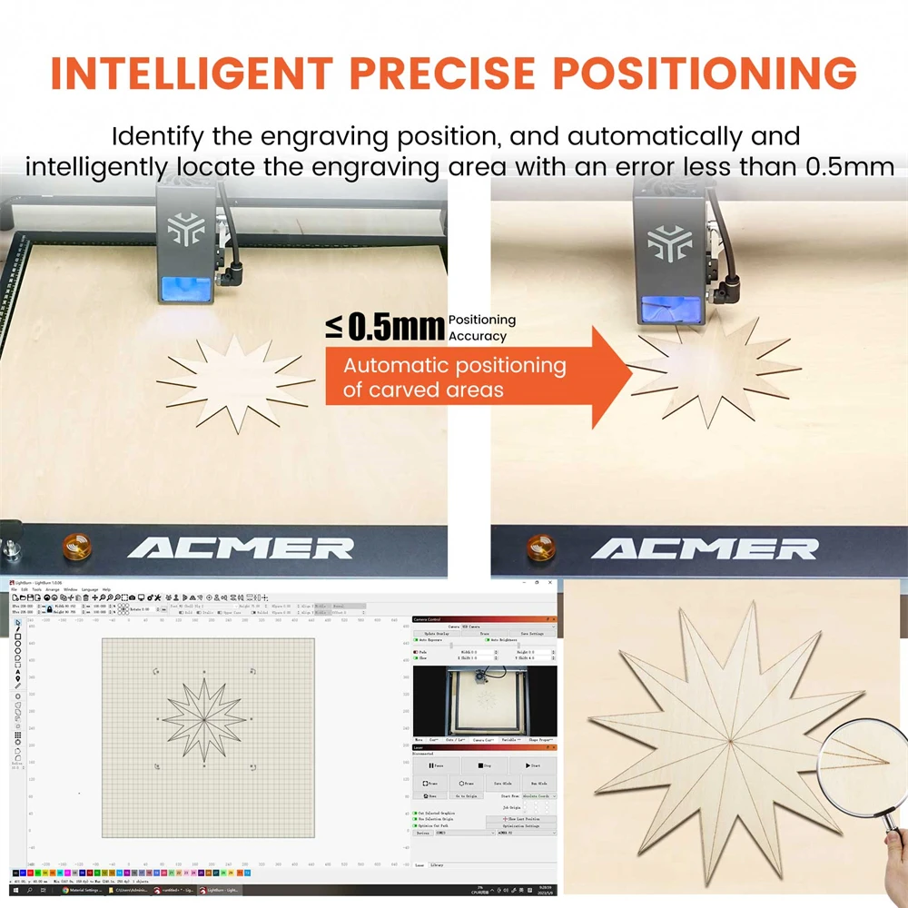 ACMER A500 Lightbrun kamera lazer oyma makinesi için ACMER XTOOL atofun Atomstack Ortur IKIER CREALITY iki ağaç COMGROW