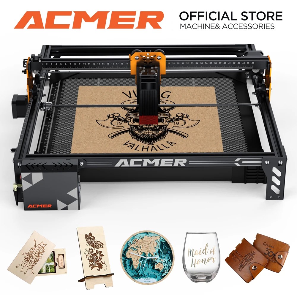 ACMER P1 S Pro 6W lazerler oyma makinesi GRBL APP çevrimdışı kontrol 445 ± 5nm mavi CNC kesme makinesi woodworker plakalar oymacı