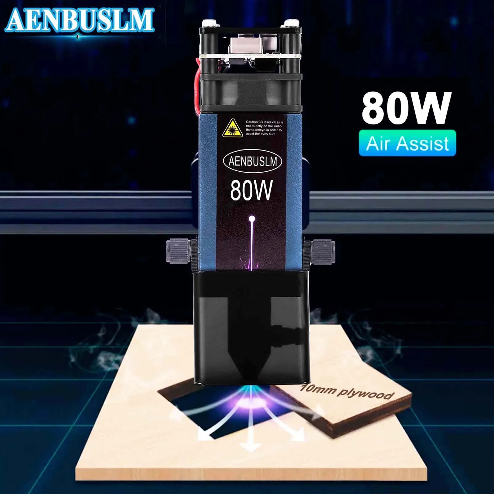 AENBUSLM 10W 40W 80W Lazer Kesim Modülü 450mm Mavi Işık Lazer Gravür Kafası Hava Destekli Ağaç İşleme CNC Lazer Makinesi Aksesuarları Marangozluk Çalışma Aletleri DIY Ahşap el sanatları Lazer Baskılı Desenler