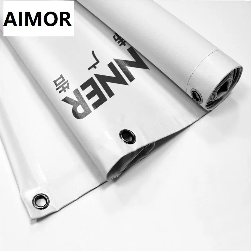 AIMOR reklam özelleştirme afiş açık sprey bez DIY LOGO reklam arka plan baskı Pvc vinil su geçirmez güneş koruyucu