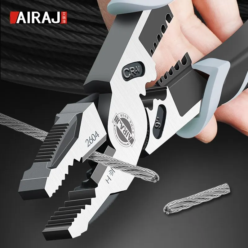 AIRAJ 7/8/9 inç tel pense keskin büyük açılış sıyırma pense endüstriyel sınıf çok fonksiyonlu donanım manuel araçları