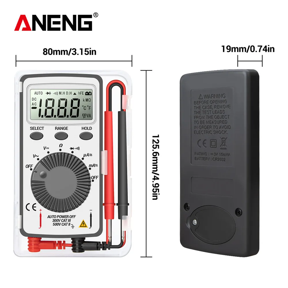 ANENG AN101 Mini dijital multimetre multimetre multimetre tester DC/AC gerilim akım Test kurşun ile lcr metre cep profesyonel Test