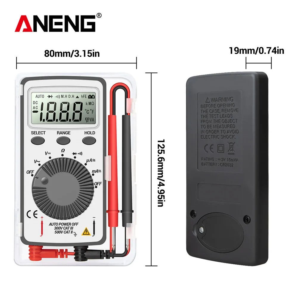 ANENG AN101 Mini dijital multimetre multimetre multimetre tester DC/AC gerilim akım Test kurşun ile lcr metre cep profesyonel Test - Görsel 5